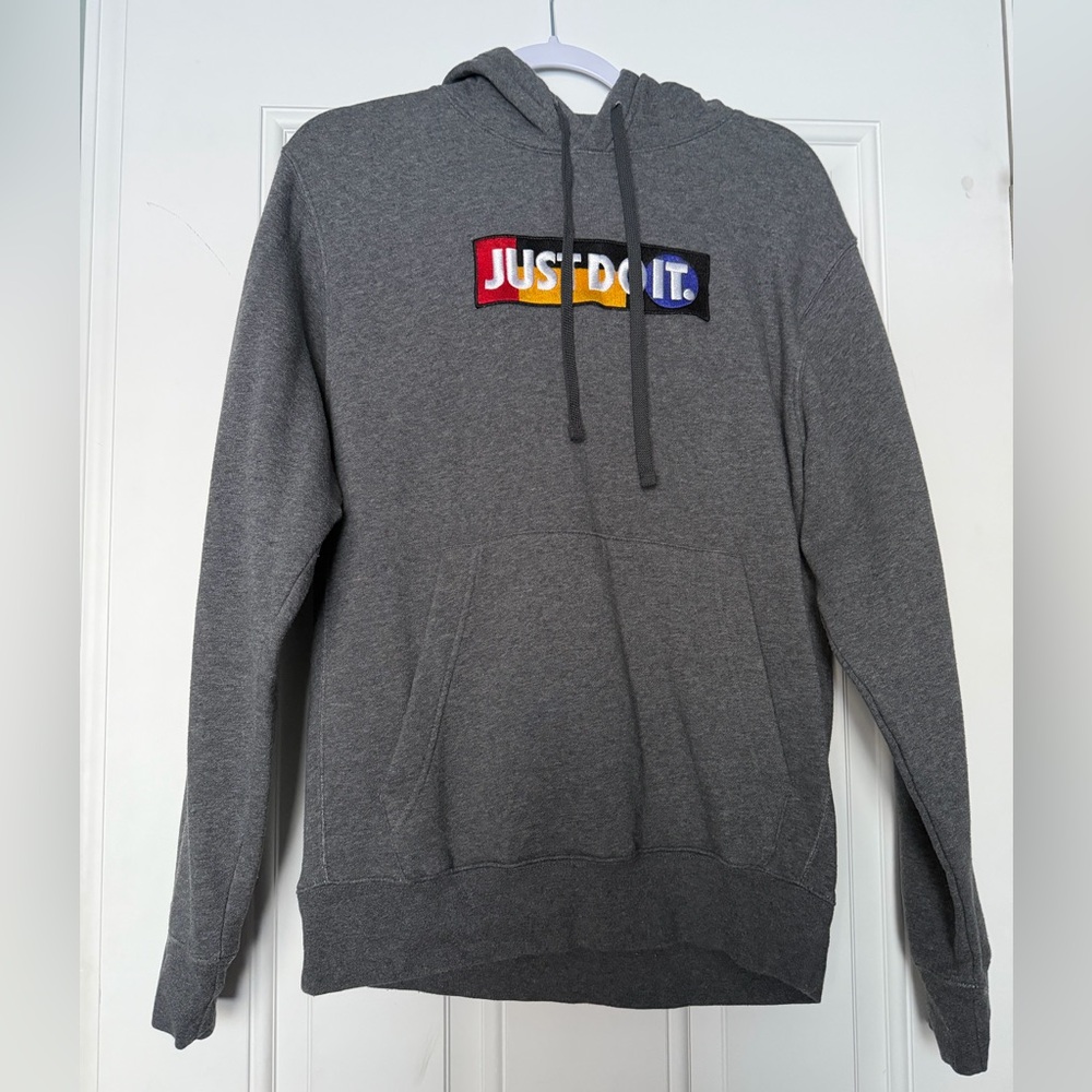 Nike Men’s Gray Hoodie with Multicolor Logo